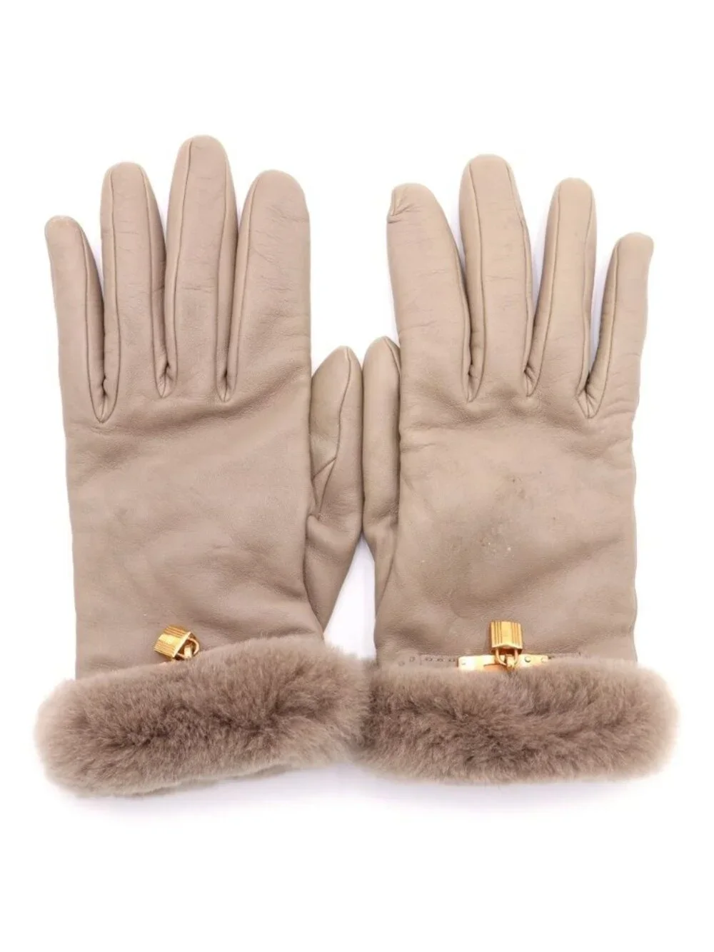 Hermes Kelly Glove Lambskin Mink Gold Beige Gloves